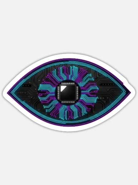 Neon Eye Circuitry - Sticker - white matte