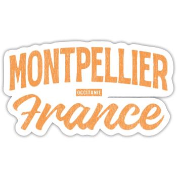 Montpellier France Retro Script - Sticker - white matte - Front