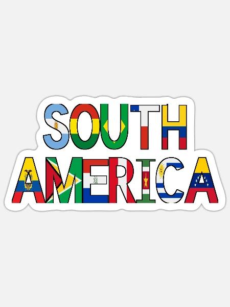 South America with Flag Letters - Sticker - white matte