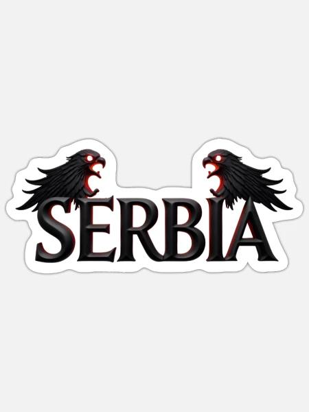 Double Headed Eagle Serbia - Sticker - white matte