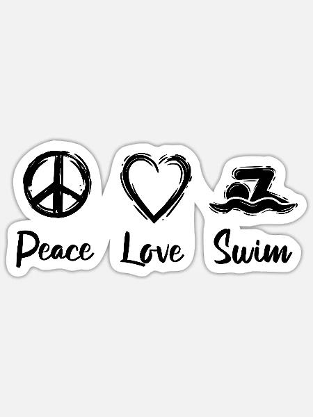 Swimming Love - Sticker - white matte