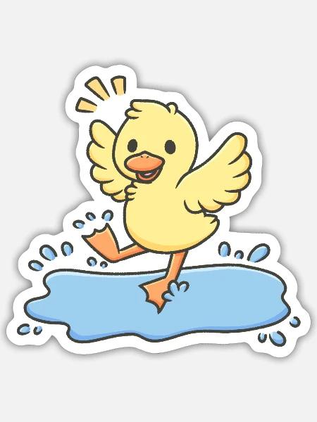Splashing Duckling - Sticker - white matte