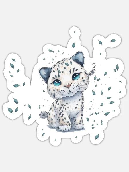 Chibi Leopard - Sticker - white matte