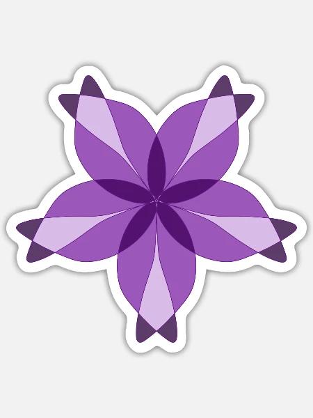 Purple Geometric Flower - Sticker - white matte
