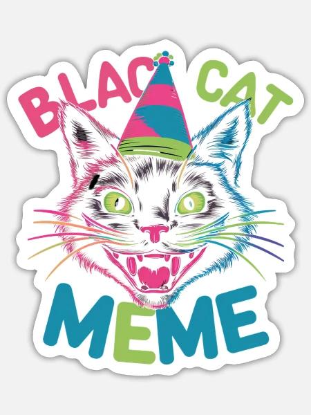 black cat meme - Sticker - white matte