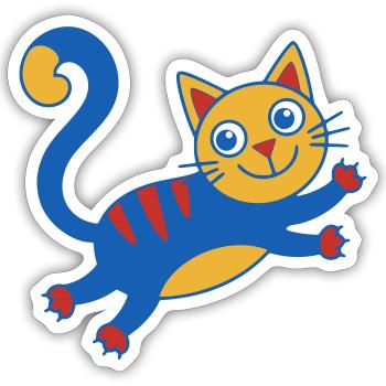 Vibrant Blue Cat Cartoon - Sticker - white matte - Front