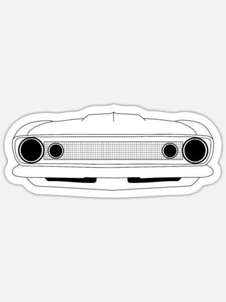 1967 camaro line drawing - Sticker - white matte