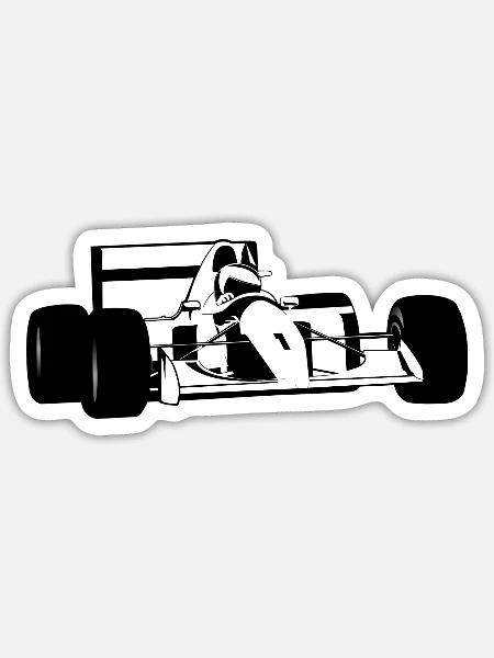 Race Car Silhouette Black And White - Sticker - white matte