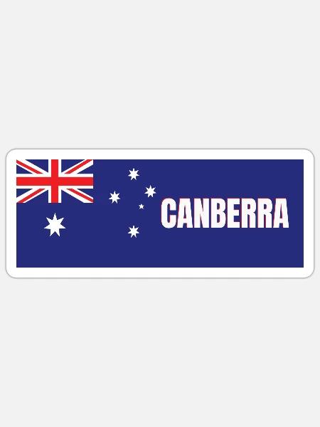 Canberra City in Australian Flag - Sticker - white matte