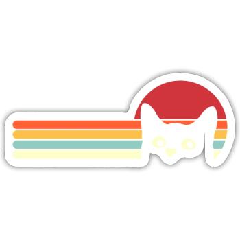 Cat Retro Sunset Cat Face - Sticker - white matte - Front