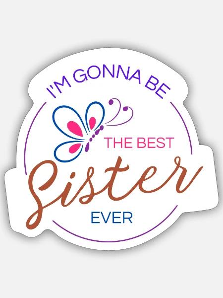 Modern Cool Trendy Big Sister Brother T shirt - Sticker - white matte