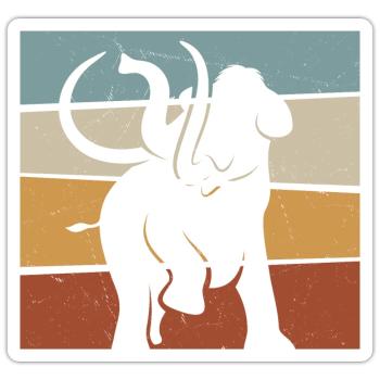 Retro Mammoth Prehistoric Elephant - Sticker - white matte - Front