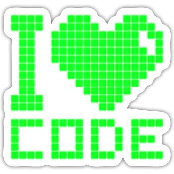 I Love Code Mono - Sticker - white matte - Front