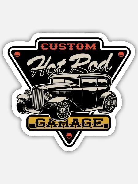 Custom Hot Rod Garage .    - Sticker - white matte
