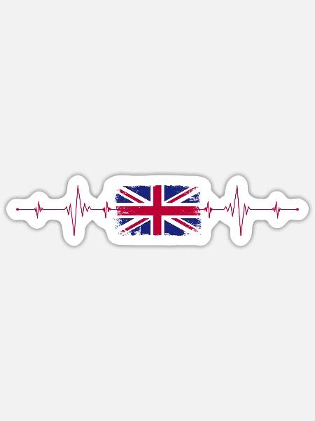 Union Jack Heartbeat Design - Sticker - white matte