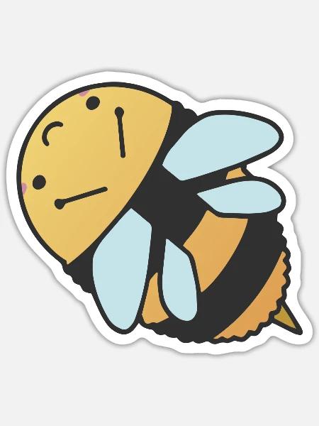 Cute Bumblebee Kawaii Style Acdefgh - Sticker - white matte