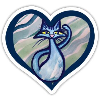 Blue Cat Love - Sticker - white matte - Front