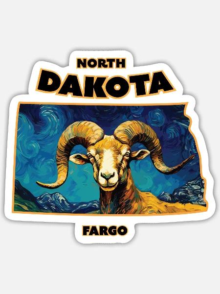 North Dakota - Sheep - Sticker - white matte