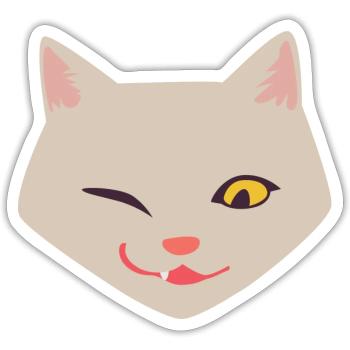 Cat Face Funny - Sticker - white matte - Front