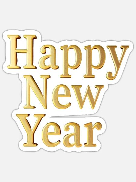 Sophisticated New Year Gold Lettering - Sticker - white matte