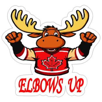 Elbows Up - Canada Hockey Moose - Sticker - white matte - Front