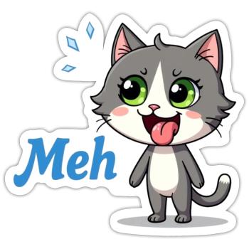 Meh – Funny Cat Meme - Sticker - white matte - Front