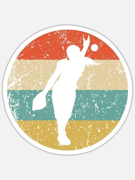 Softball Pitcher Silhouette Retro Softball Player - Sticker - white matte