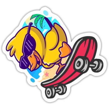 Skateboarding ducky - Sticker - white matte - Front