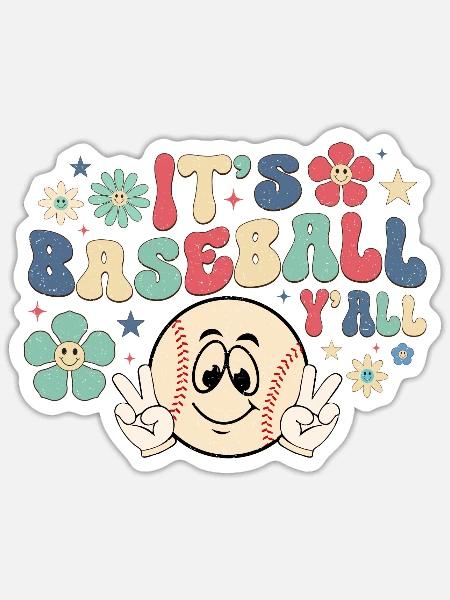 It's Baseball Y'all, Baseball Season, Retro, - Sticker - white matte
