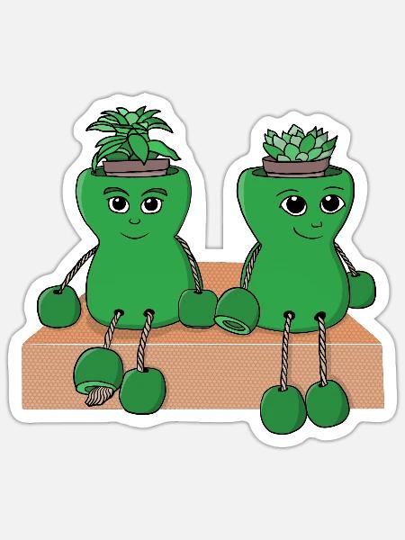 Adorable Succulent Plant Pots - Sticker - white matte