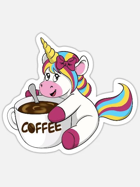 Coffee Unicorn  - Sticker - white matte