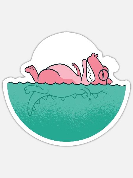 swiming dragon - Sticker - white matte