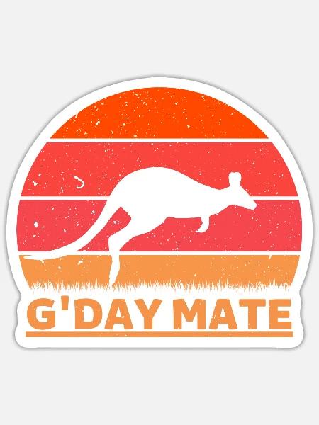 Gday Mate Australia Kangaroo - Sticker - white matte