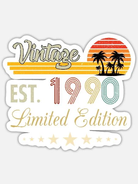 Vintage Est 1990 Limited Edition Birthday - Sticker - white matte