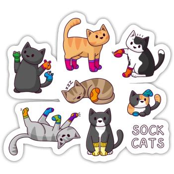 Sock Cats - Sticker - white matte - Front