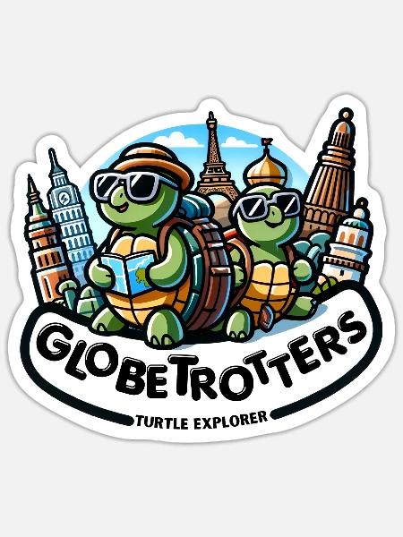 Globetrotters: Turtle Explorer Duo - Sticker - white matte