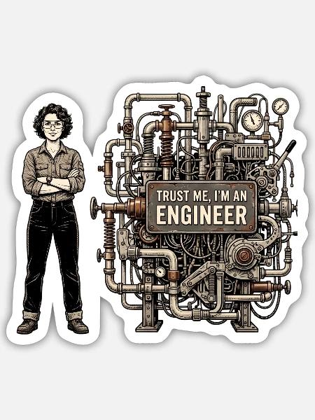 Trust Me I'm An Engineer T-Shirt - Sticker - white matte