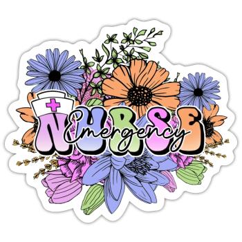 Emergency Nurse flowers - Sticker - white matte - Front
