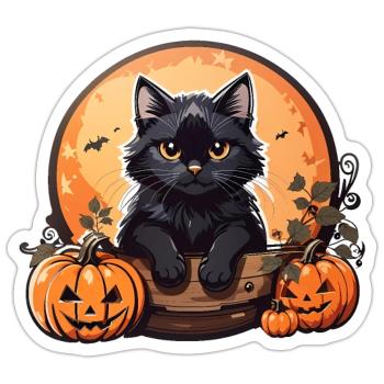 Halloween Cat - Sticker - white matte - Front
