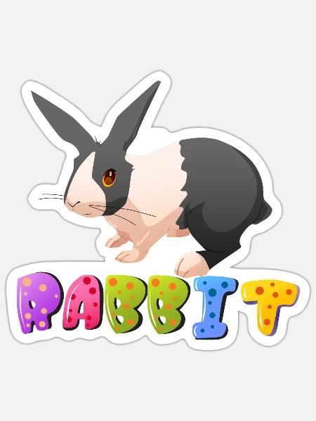 rabbit funny - Sticker - white matte