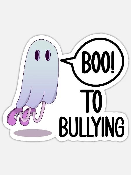 Orange Anti Bullying unity day Boo to bullying - Sticker - white matte