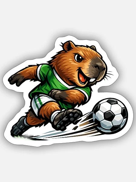 Capybara Soccer Player Graphic - Sticker - white matte
