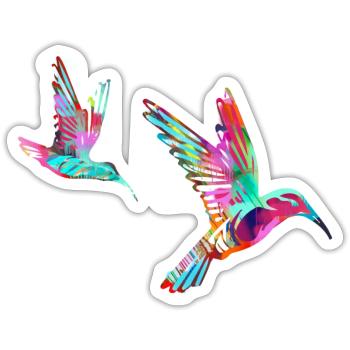 bird, painting,Birds, hummingbird, watercolour - Sticker - white matte - Front