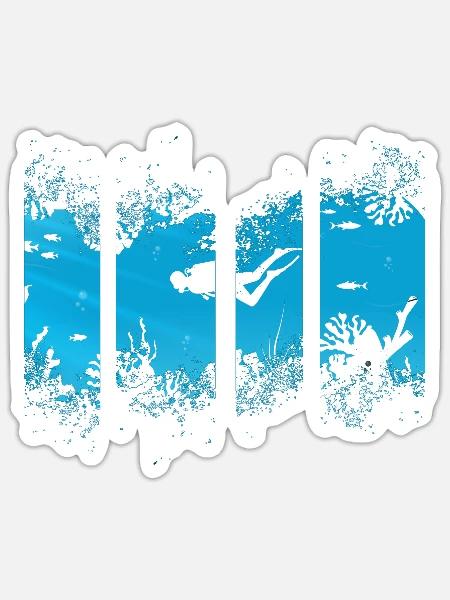 Ocean Scuba Diving Sport Underwater - Sticker - white matte