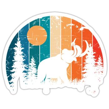 Retro Prehistoric Animal Mammoth - Sticker - white matte - Front