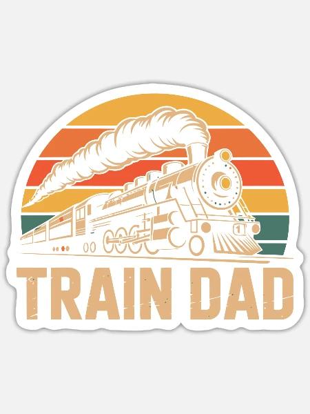 Retro Sunset Train Dad - Sticker - white matte