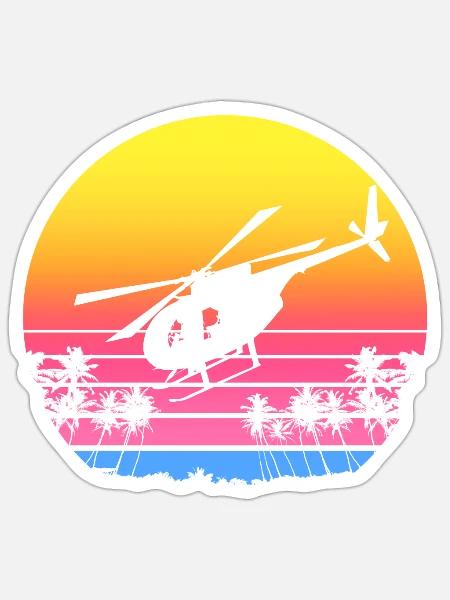 80s vaporwave Sunset Chopper Design - Sticker - white matte