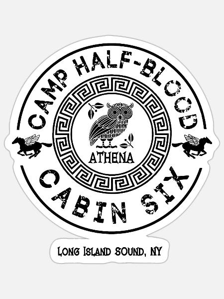 Cabin Six Athena Gift Percy Jackson Camp Half - Sticker - white matte