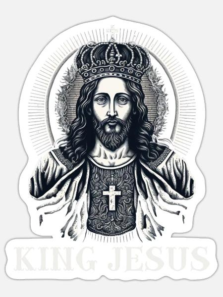 King Jesus, Christian, crown - Sticker - white matte