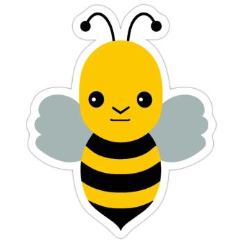 Meh Expression Cartoon Bee/Bumblebee - Sticker - white matte - Front